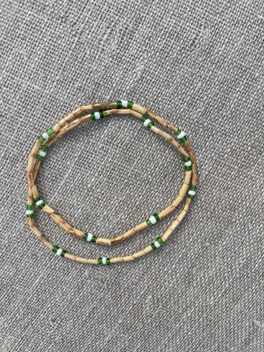 Green Tulsi Kanthi Mala, 21 cm