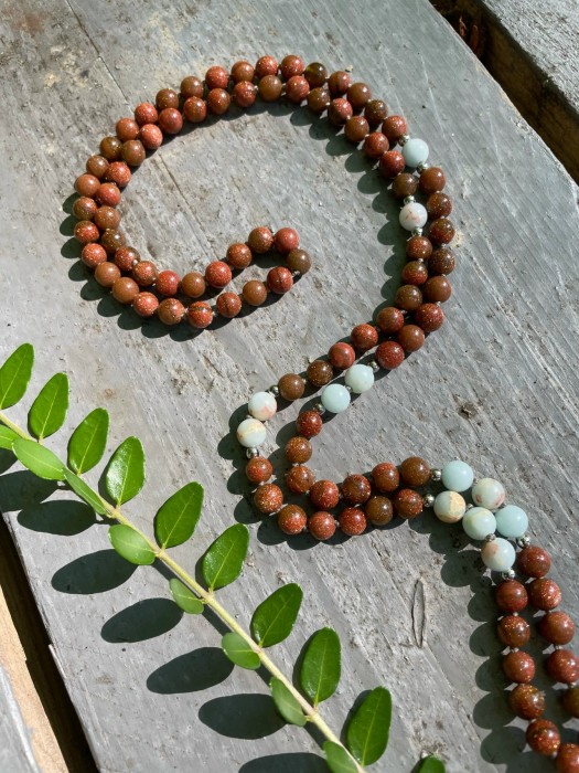 Aventurine and Blue Jasper Japa Mala, 108 Beads