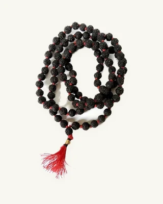 Black Five-Faced Rudraksha Japa Mala