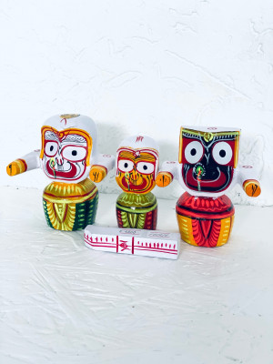 Wooden Jagannath, Baladeva and Subhadra Set