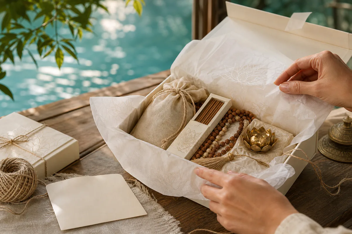 A Narayana Shop order being carefully wrapped
